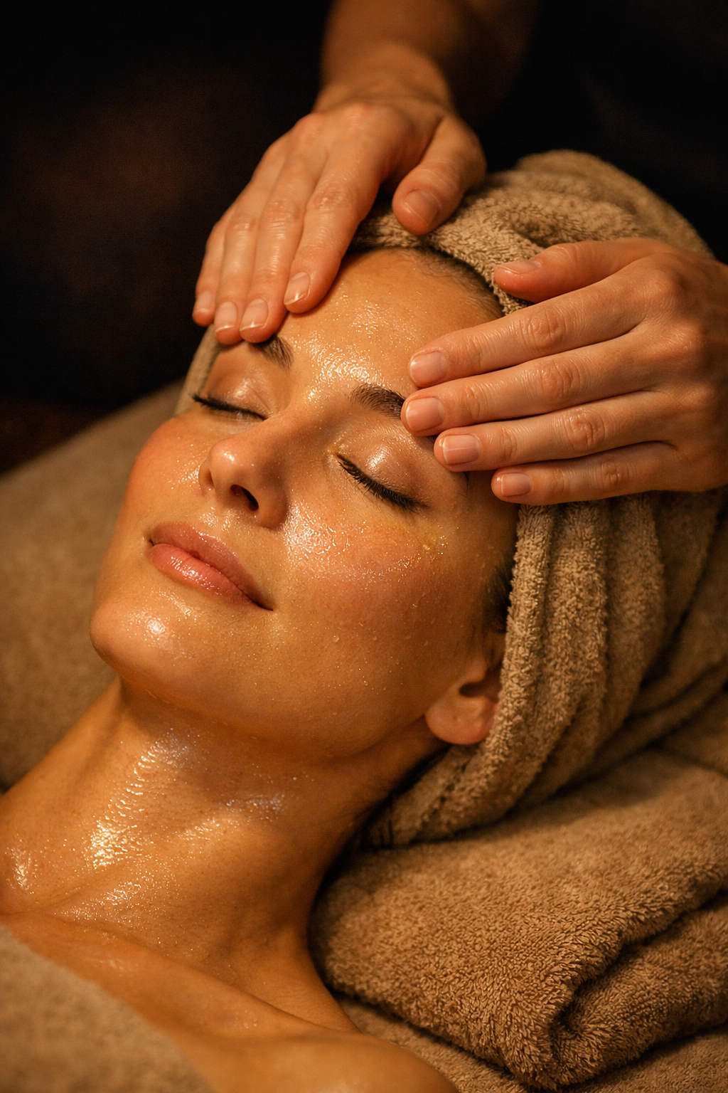 Profesyonel yüz bakımı uygulama anı